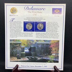 Uncirculated Delaware state quarters and stamp set
